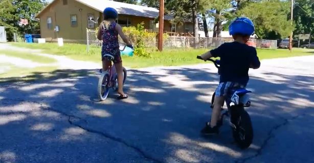 kids ride bicycle