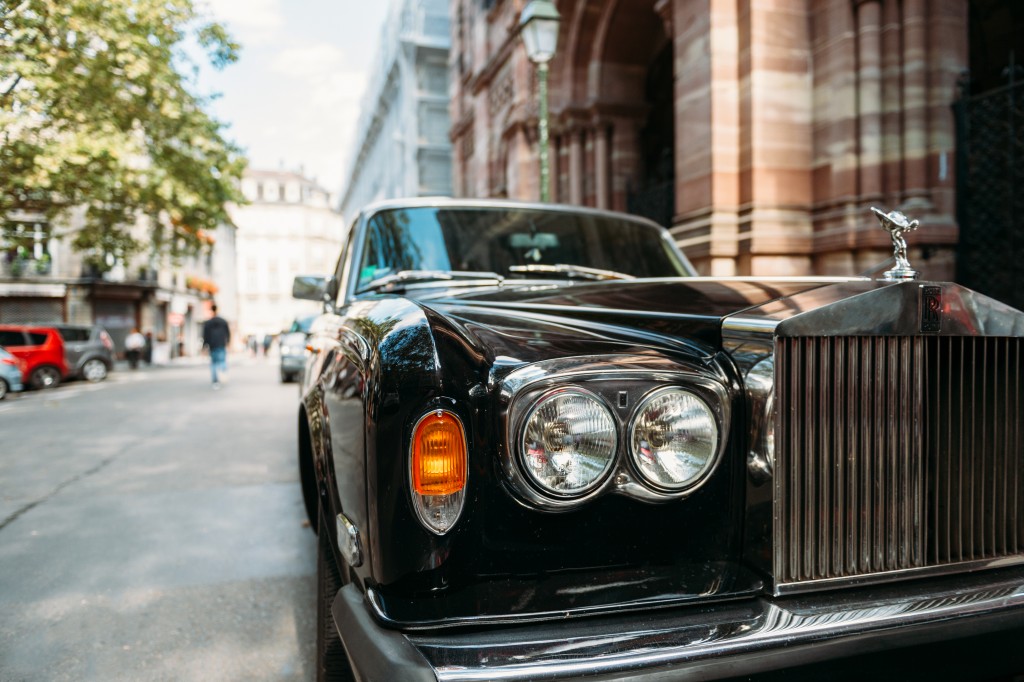Close-up of a classic muscle car