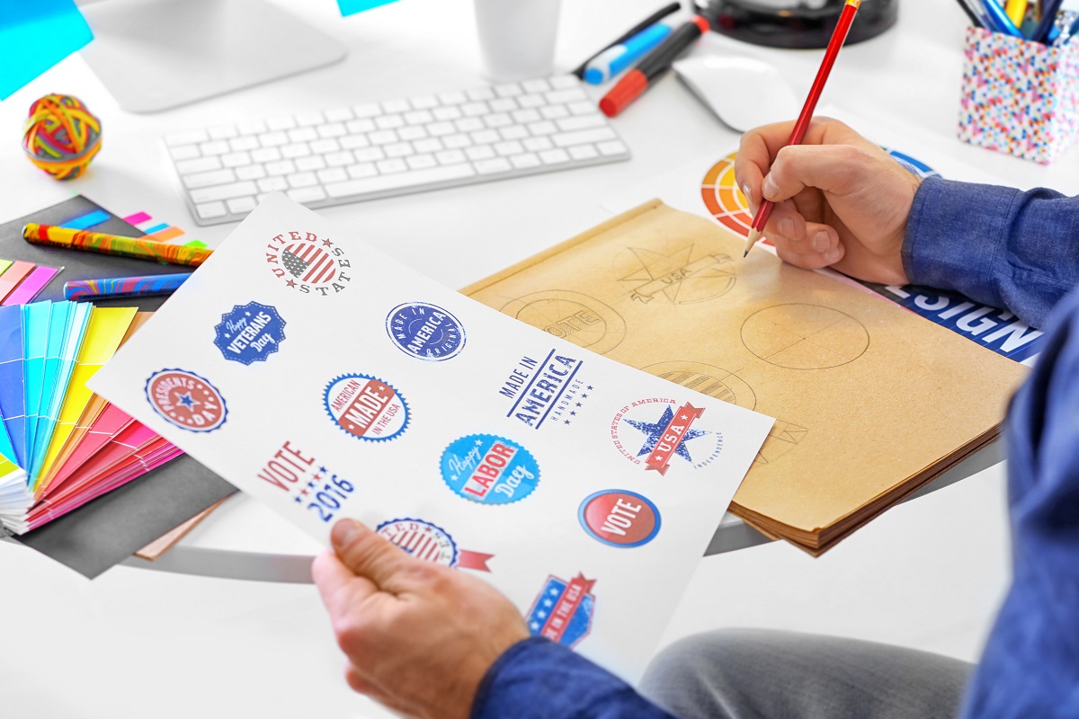 Designer drawing logos